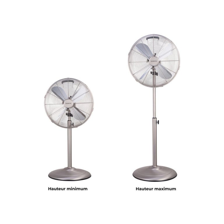 Ventilateur sur pied OCEANIC 40 cm 50 W 3 vitesses hauteur réglable 90-125 cm oscillation 75° pales aluminium Noir - Neuf
