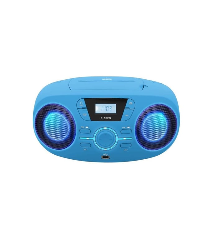 BIGBEN CD61BLUSB Lecteur Radio Cd Portable Usb Bleu + Speakers Lumineux -  BigBen