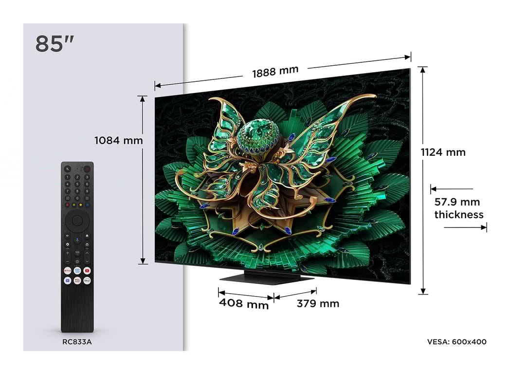 TV TCL 85C61KX2 85 215 9 cm MiniLED 4K UHD 144 Hz processeur AiPQ Pro Smart TV Quantum Dot - vue 1