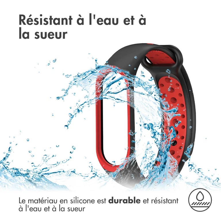 imoshion Bracelet sportif en silicone Xiaomi Mi Band 3 / 4 - Noir / Rouge - Neuf