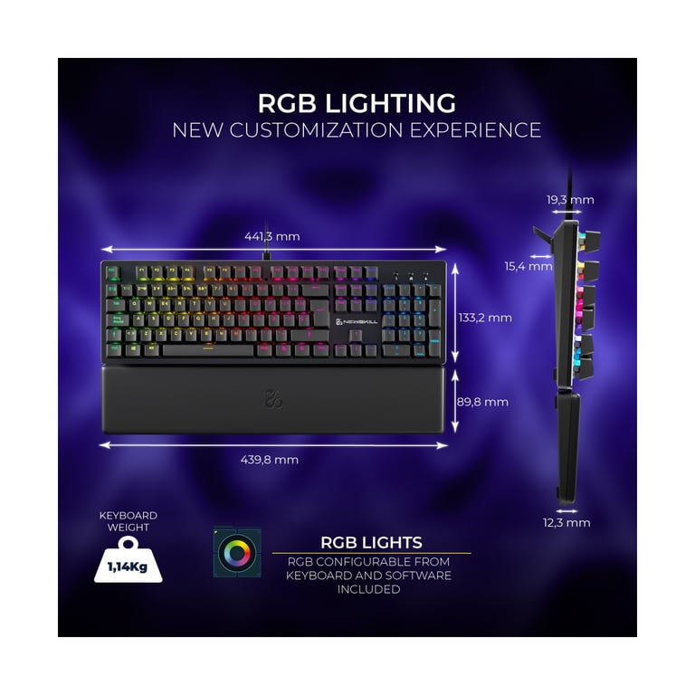 Clavier Gaming Mécanique Newskill Serike V2 Blanc | Switch Red Hotswap | RGB | Châssis Alu | Personnalisable - Neuf