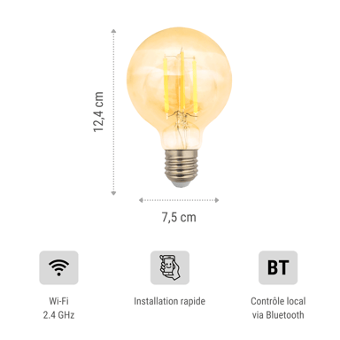 Lampadina collegata vintage Konyks Antalya Style G80-E27 - LED Wi-Fi + BT E27