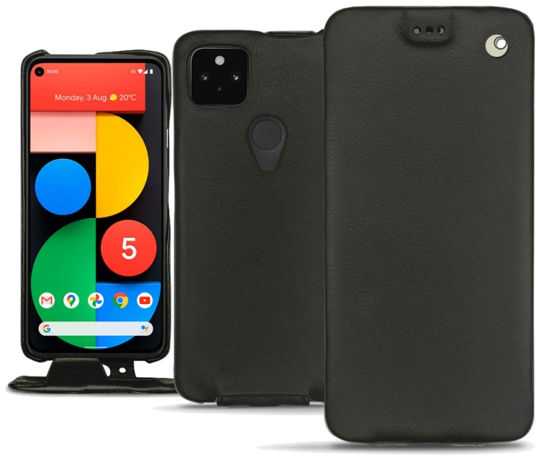 Housse cuir Google Pixel 5 - Rabat verticalNoir