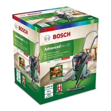 Aspirateur eau et poussiere Bosch - AdvancedVac 20 (avec accessoires) - 1200 W - 260 mbar/70 l/s - 2