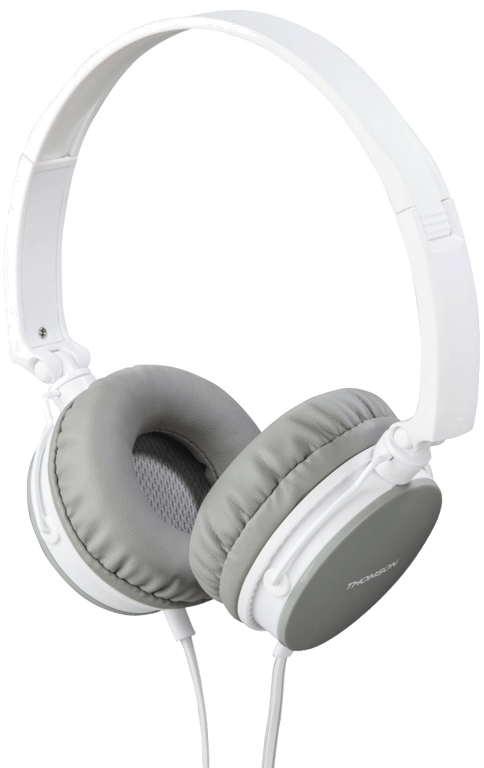 Casque HED2207WH/GR, supra-aural, microphone, pliable, câble plat