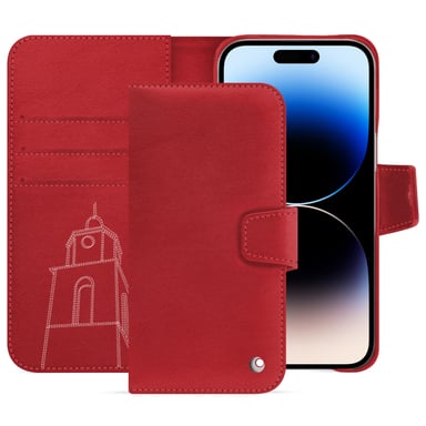 Housse cuir Apple iPhone 15 Pro Max -  - Rouge - Cuir lisse premium