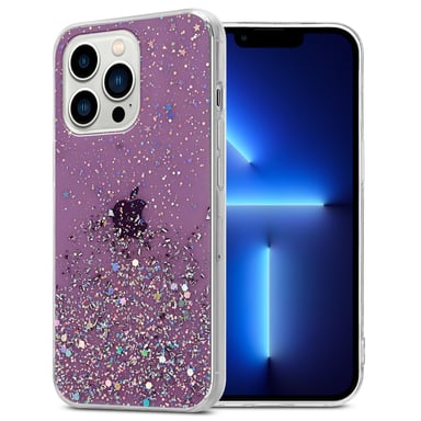 Coque pour Apple iPhone 13 PRO en Violet avec Paillettes Housse de protection Étui en silicone TPU flexible avec paillettes scintillantes