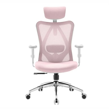 Silla ergonómica SIHOO M18 - Soporte de 4 puntos - Malla transpirable - Ajustable - Para 1,68-1,88m - Máx. 150kg - Certificado BIFMA - Rosa