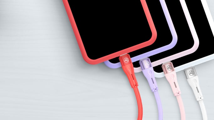Cable Tellur de silicona de tipo C a Lightning, PD18W, 1 m, morado
