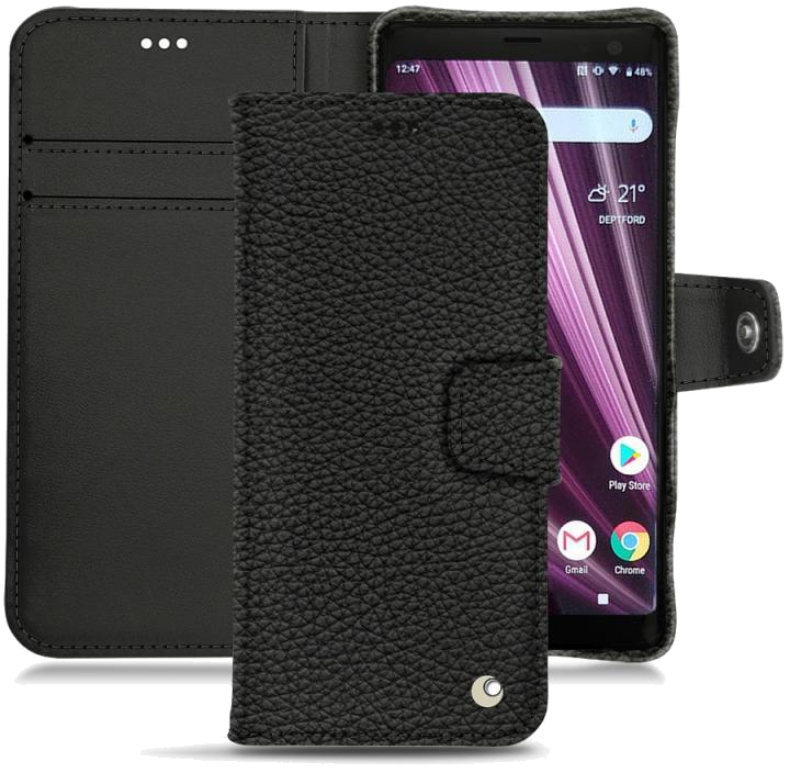 Housse cuir Sony Xperia XZ3 - Rabat horizontal portefeuilleNoir