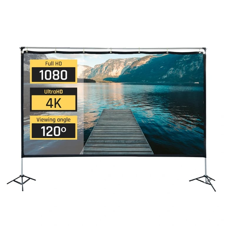iggual Écran de Projection 100" Panoramique 16:9 Pliable et Portable avec Support Angle Vision 120° Adapté Intérieur et Extérieur 4k Compatible Tout projecteur Sac Transport Inclus 221x124 cm