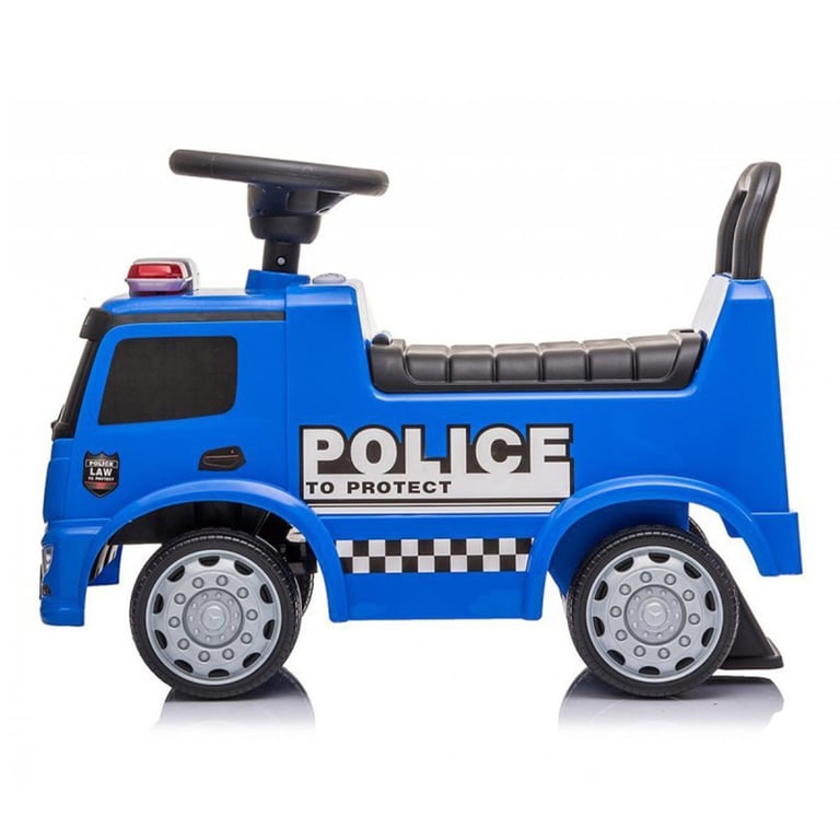Milly Mally Camion de Police Mercedes Antos - Véhicule à Enfourcher pour Enfants - Neuf