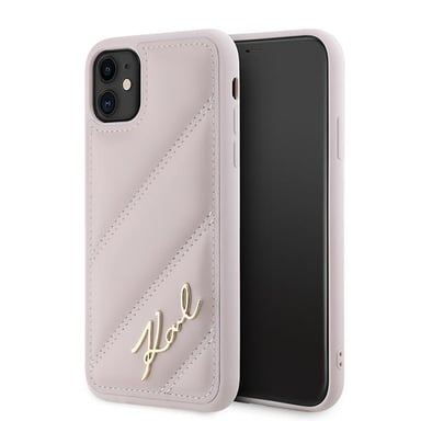 Funda Karl Lagerfeld Diagonal Quilted para iPhone 11, rosa