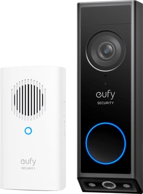 Eufy Security Video Doorbell E340, cámara doble con sistema de control de entregas, 2K Full HD y visión nocturna a color, por cable o con batería, timbre inalámbrico, almacenamiento local ampliable hasta 128 GB, sin cuotas mensuales