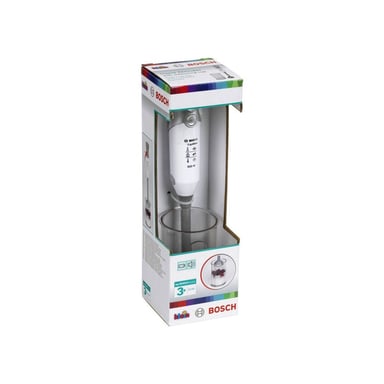 Mixer plongeant jouet électronique KLEIN Bosch 9246 avec sons réalistes, lame rotative factice, bécher gradué, blanc et gris