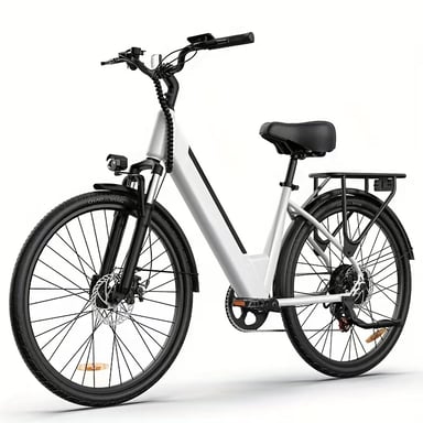 Bicicleta Eléctrica URLIFE E26 - Motor 250W Batería 36V 13Ah Neumáticos de 26 Frenos de Disco - Blanco