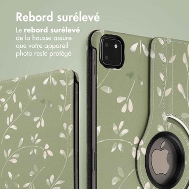 imoshion Coque tablette Design rotatif à 360° pour Apple iPad Pro 11 (2022 / 2021 / 2020 / 2018) - Green Flowers