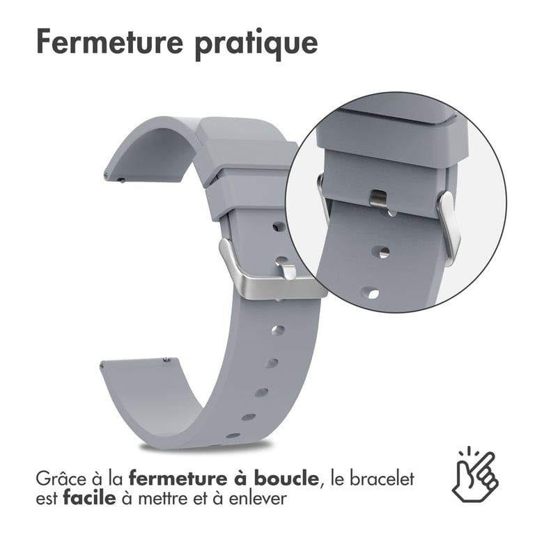 imoshion Bracelet silicone - Connexion universelle 24 mm - Gris - Neuf