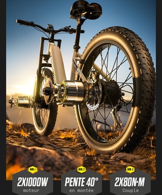 Vélo électrique S700 double moteur 2*1000 W, vitesse maximale 48 km/h, batterie SAMSUNG 48 V 17,5 Ah, pneus larges 26 x 3 pouces, vélo de montagne électrique pour hommes