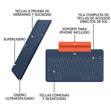 Logitech 920-010044 teclado para móvil QWERTY Español Bluetooth Naranja