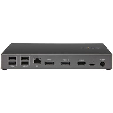 StarTech.com Dock USB-C - Station d'accueil USB Type C Triple Écrans 4K - Alimentation 100W - DP 1.4 Alt Mode & DSC, 2x DisplayPort 1.4/HDMI 2.0 - 6xUSB (2x 10Gbps) - Windows/Chrome