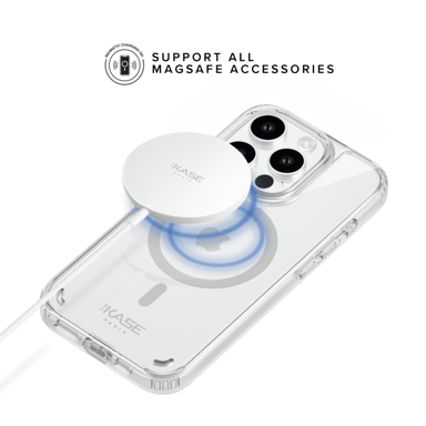 Custodia antiurto antibatterica magnetica invisibile per Apple iPhone 15 Pro, trasparente