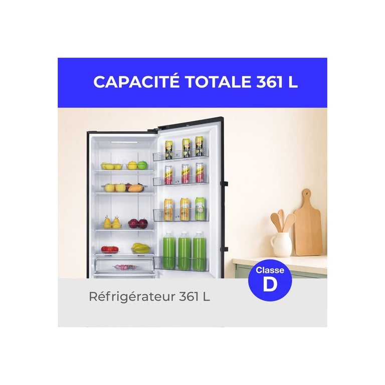 Réfrigérateur CONTINENTAL EDISON 1 porte 361 Total No Frost Sans givre Classe D 60 x P 66 x H 185 cm - vue 5