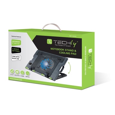 Techly ICOOL-CP12TY sistema de refrigeración para ordenadores portátiles 43,9 cm (17,3'') 1400 rpm Negro