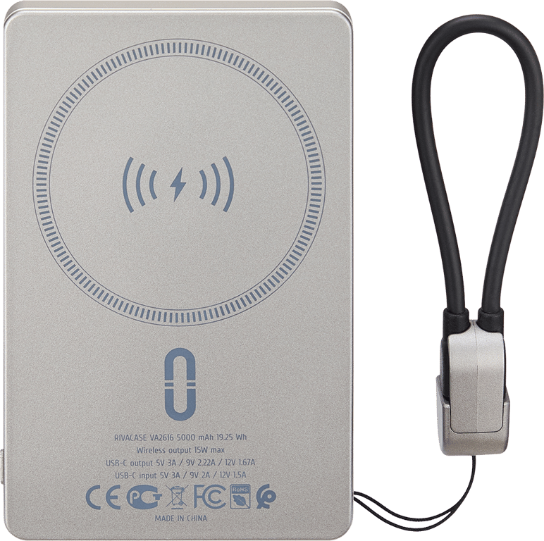 Rivacase Powerbank sans fil MagSafe 5000mAh 15W Qi Gris