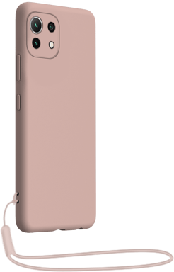 Xiaomi Mi 11 5G Funda de silicona + Correa de mano a juego Rosa nude Bigben