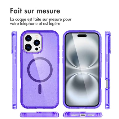 imoshion Coque Pailletée avec MagSafe pour Apple iPhone 16 Pro - Paillettes Violet