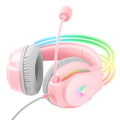 ONIKUMA - X26 Rose - Casque Gaming PC et Console LED RGB