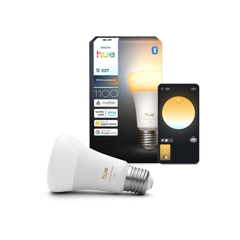 Ampoule connectée Philips Hue Hue White ambiance A60 E27 1100 lm 8,1W Dimmable Blanc - Neuf