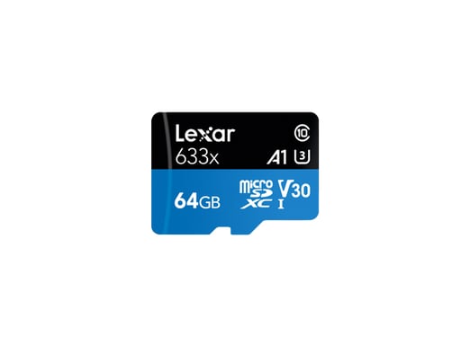 Lexar 633x 64 GB MicroSDXC UHS-I Classe 10 (64GB Lexar 633x HS microSDXC UHS-I C10 with Adapter)