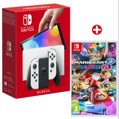 Switch OLED & Mario Kart 8 Deluxe - Console de jeux portables 17,8 cm (7'') 64 Go Écran tactile Wifi Noir, Blanc