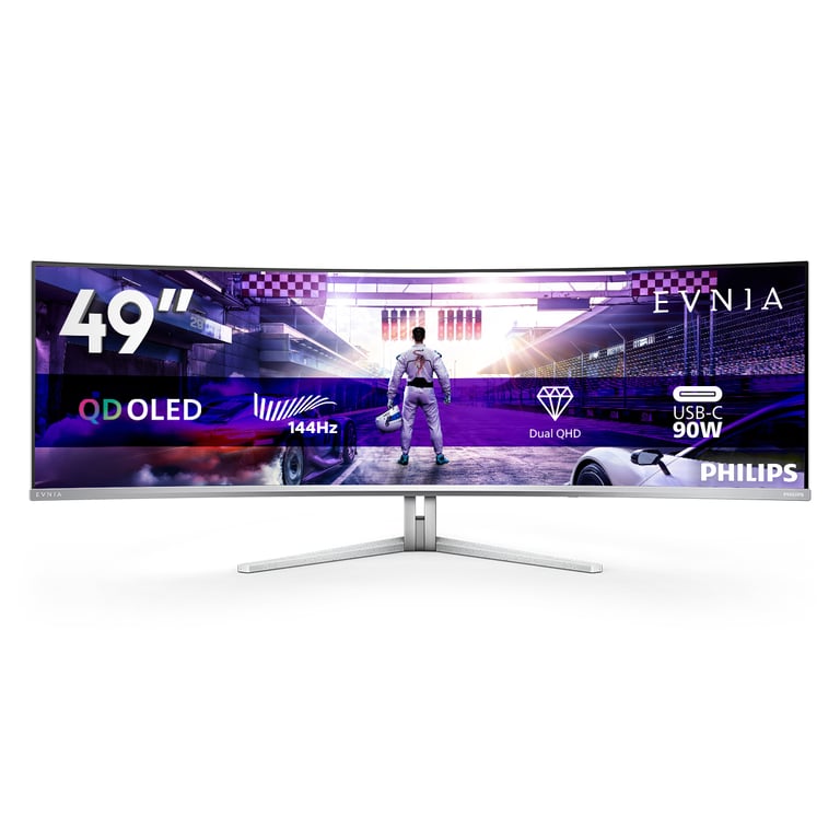 Philips Evnia 8000 49M2C8900L/00 écran plat de PC 124,2 cm (48.9 ) 5120 x 1440 pixels Dual QHD QD-OLED Blanc - Neuf