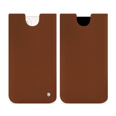 Pochette cuir Apple iPhone 15 Plus - Pochette - Marron - Cuir lisse