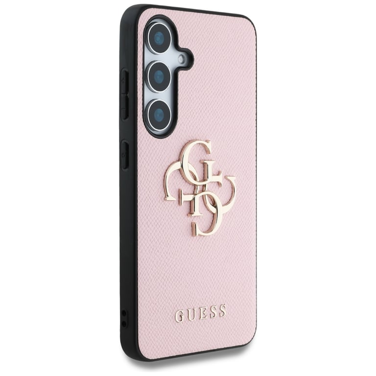 Guess Étui Grained Big 4G Logo Small Classic Logo pour Samsung Galaxy S25 Rose - vue 2