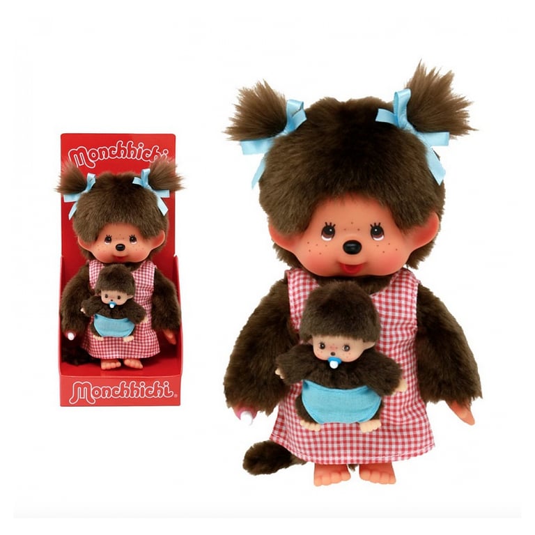 Bandai Monchhichi Peluche Monchhichi Maman & Bébé Peluche Iconique des années 80 Peluche Toute Douce 20 cm pour Enfants et Adultes SE243921 - vue 2