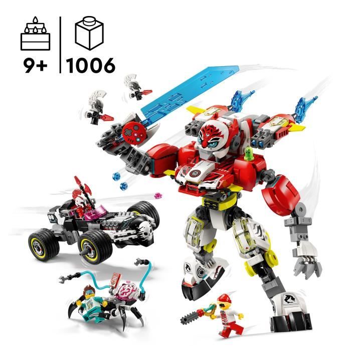 DREAMZzz 71497 Robot-tigre de Cooper et bolide de Zero - Jouet de construction 3-en-1 - Neuf