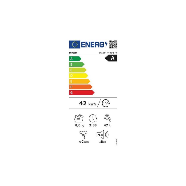 Lave-Linge Indesit IMA864MYTIMEFR – 8 Kg, 1400 Tr/min, Classe A - vue 9