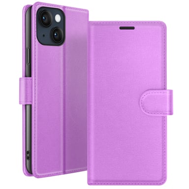 Zanaé Funda tipo cartera para iPhone 14 Plus con soporte y lengüeta magnética Violeta