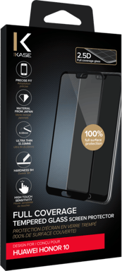 Protection d'écran en verre trempé (100% de surface couverte) pour Huawei Honor 10, Noir