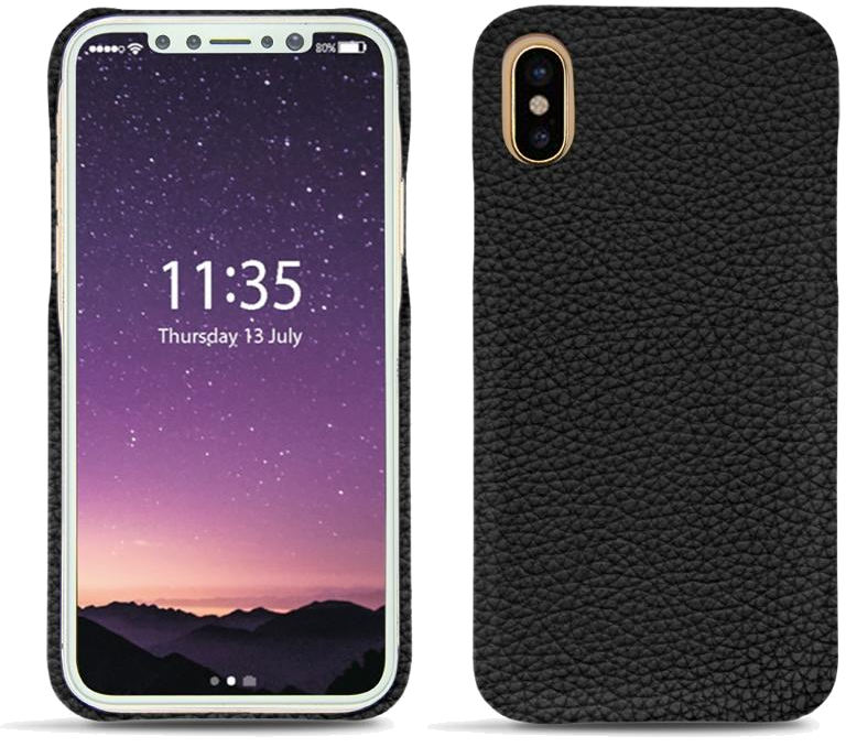 Coque cuir Apple iPhone X - Coque arrièreNoir