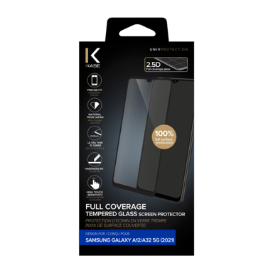 Protezione dello schermo in vetro temperato (100% di copertura della superficie) per Samsung Galaxy A12/A32 5G 2021, Nero