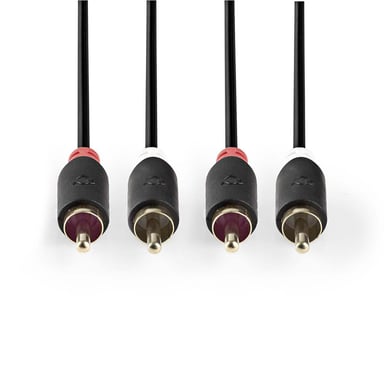 Nedis CABW24200AT10 cable de audio 1 m 2 x RCA Antracita