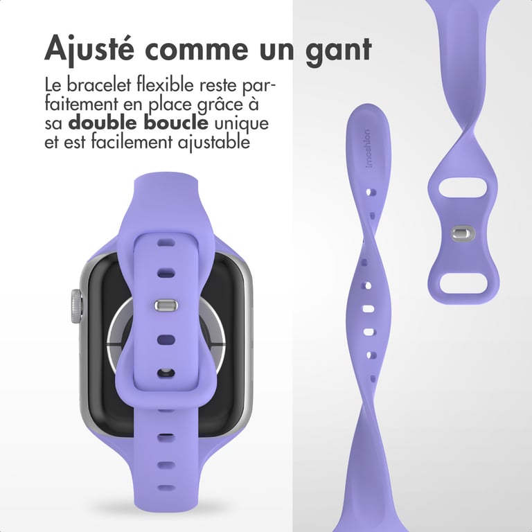 imoshion Bracelet slim en silicone pour Apple Watch | 38/40/41/42 mm - Lilas - Neuf