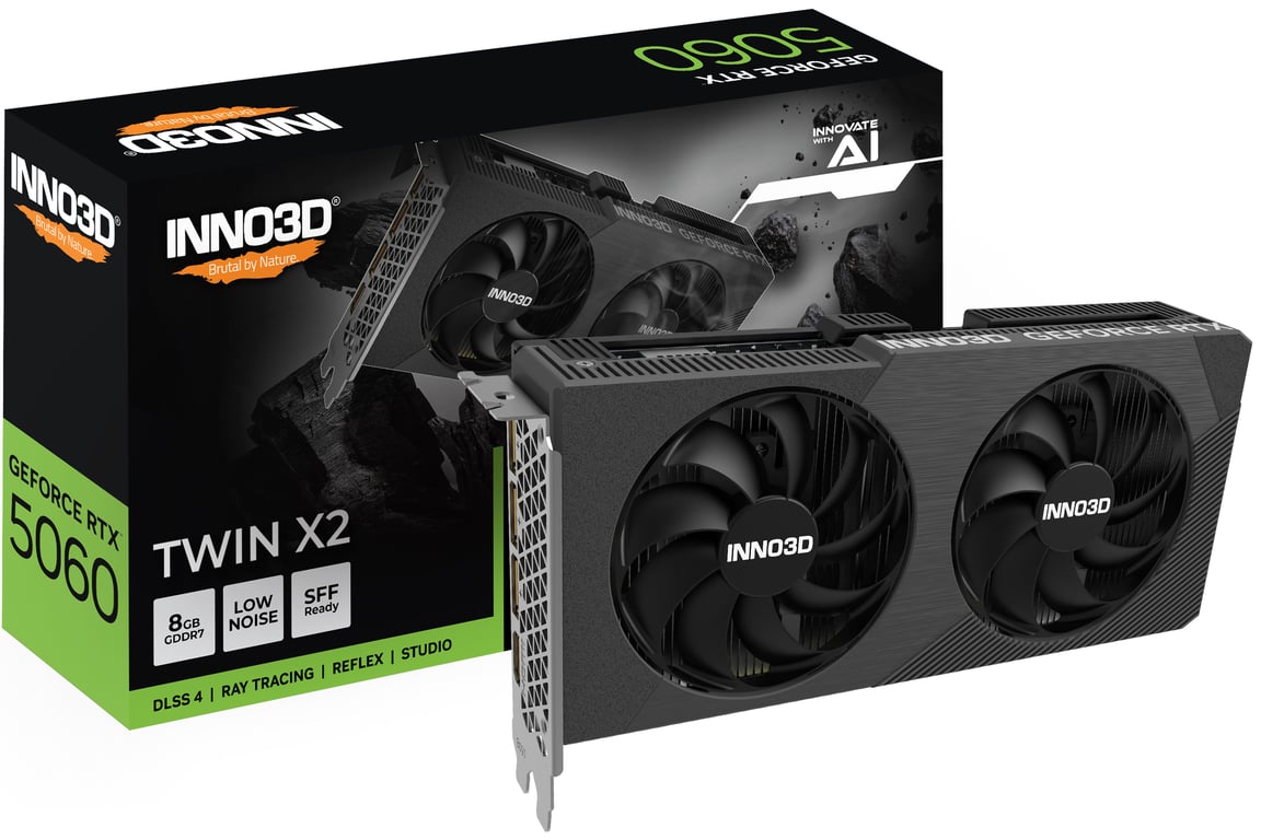 Inno3D GeForce RTX 5060 TWIN X2 Carte graphique GeForce RTX 5060 8 Go GDDR7 PCI Express 5.0 HDMI 3 x DisplayPort - vue 4