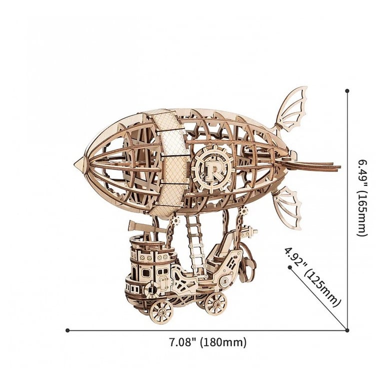 Maquette en Bois de Dirigeable Steampunk Artisanat Unique Neuf - vue 3