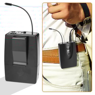 LinQ Micrófono Diseño Diadema Inalámbrica con Transmisor Clip para Cinturón Negro
